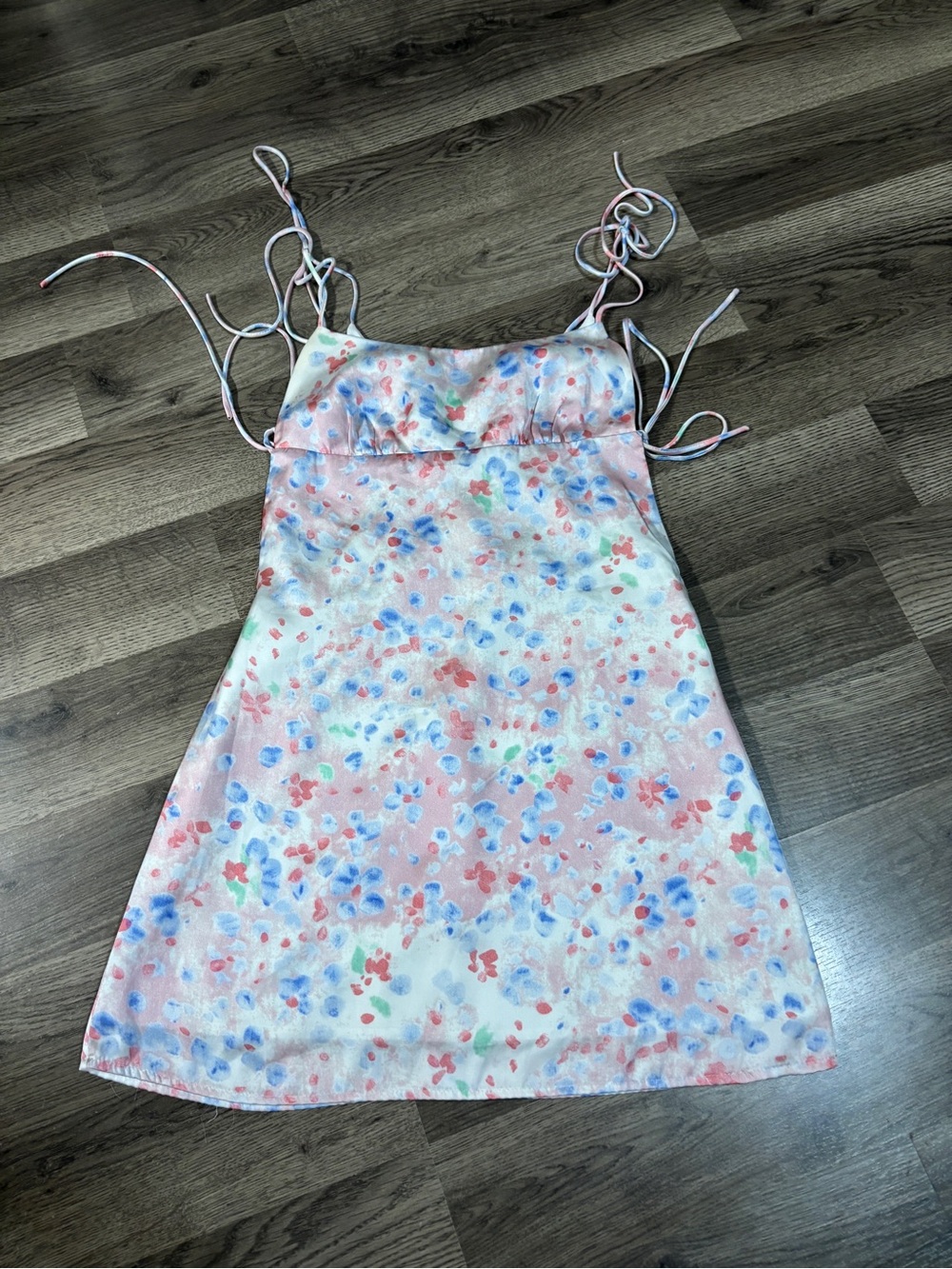 Princess Polly Pink Floral Tie-Strap Mini Dress